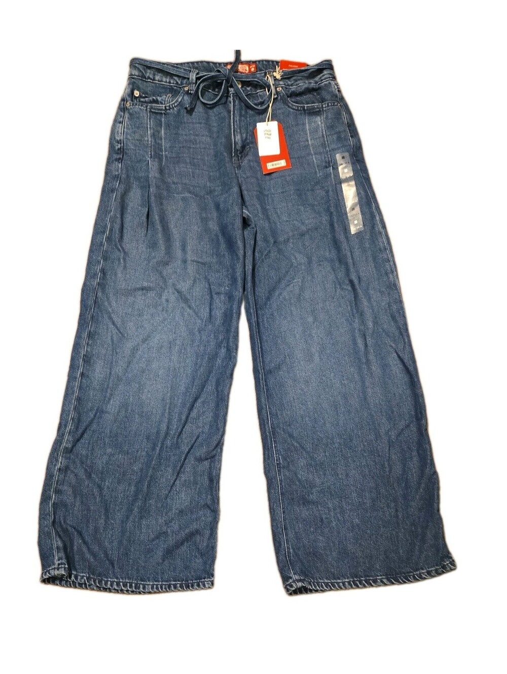 Nwt Msrp $129 Lucky Brand Palazzo Jean Liquid Denim Luxe Sz 10 Wide Leg ankle
